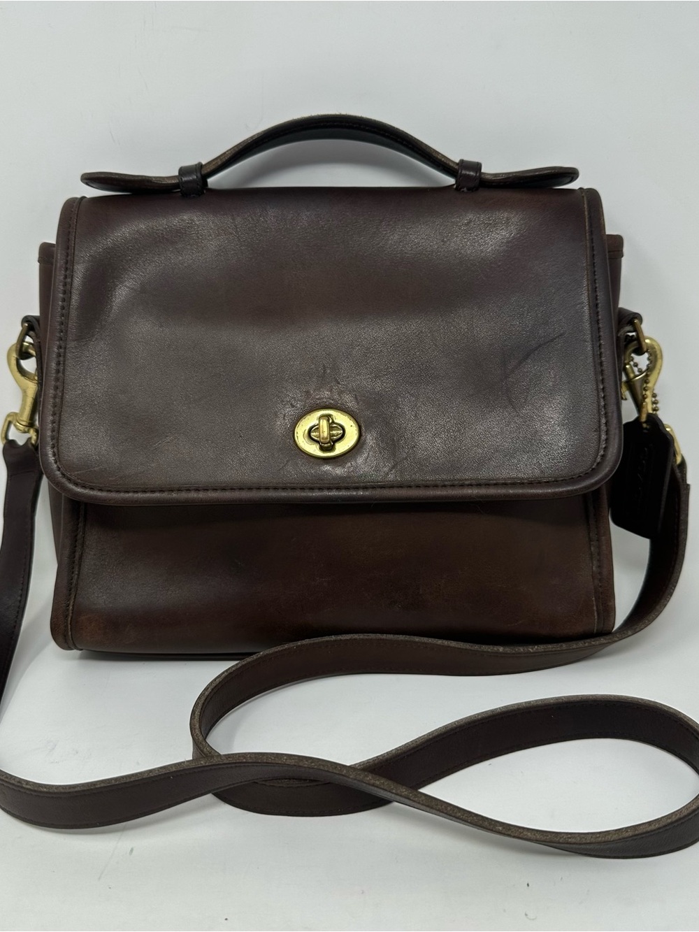 VINTAGE COACH Court Bag 9870- Brown Leather